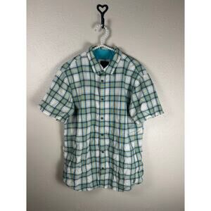 Prana Men’s Button Up Shirt Size Large Plaid Short Sleeve Gorpcore Outdoors Top